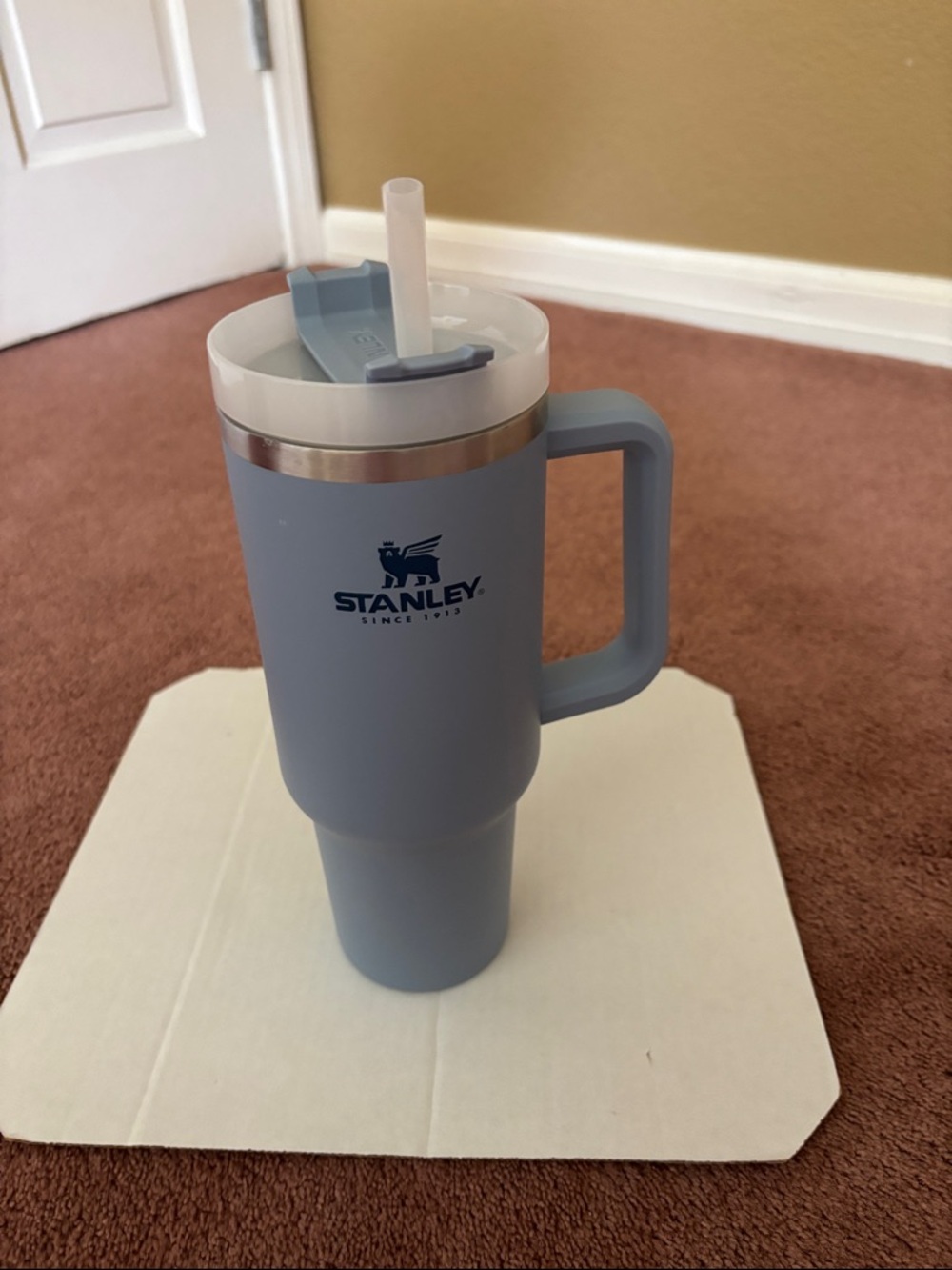 Stanley Light Blue Insulated Travel Tumbler with Handle and Straw 40 oz A 22